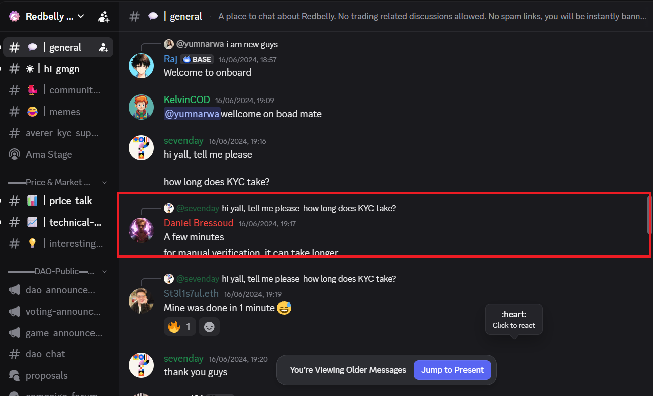 Daniel Bressoud, Redbelly moderator · view on Discord ↗